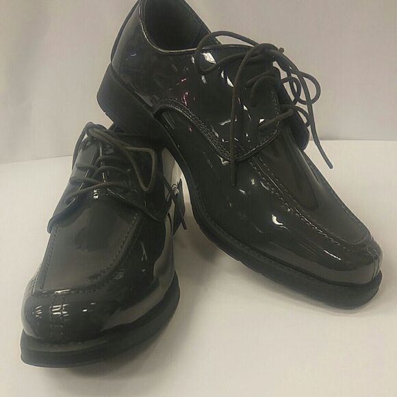 MEN'S JEAN YVES GRAY PATENT LEATHER FORMAL SHOE - Picture 1 of 6